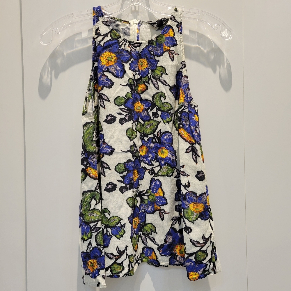 TopShop Purple And White Floral Sleeveless Top
